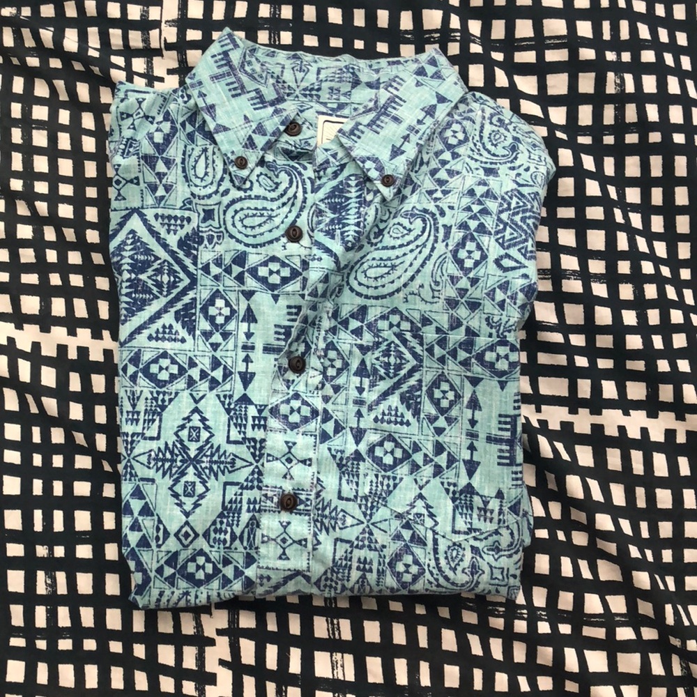 Blue Tribal button down short sleeve